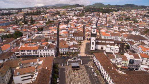 Vue Aérienne de Praca da Republica à Ponta Delgada, Açores